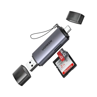 Lector De Memoria Cm185 50706 Ugreen Usb-A / Usb-C Otg Sd Microsd Plateado