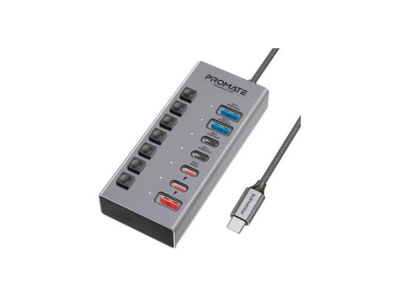 Hub Usb-C Promate Gegahub-10G 7 En 1 Usb-C A Usb-A/ Usb-C Qc 20W.