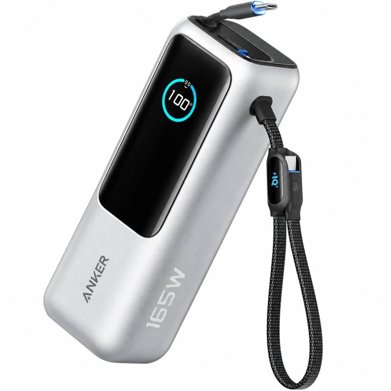 Power Bank Anker 25K 25000Mah 165W Usb-C Con Cables Integrados Retrã¡Ctiles Plata (A1695H41)