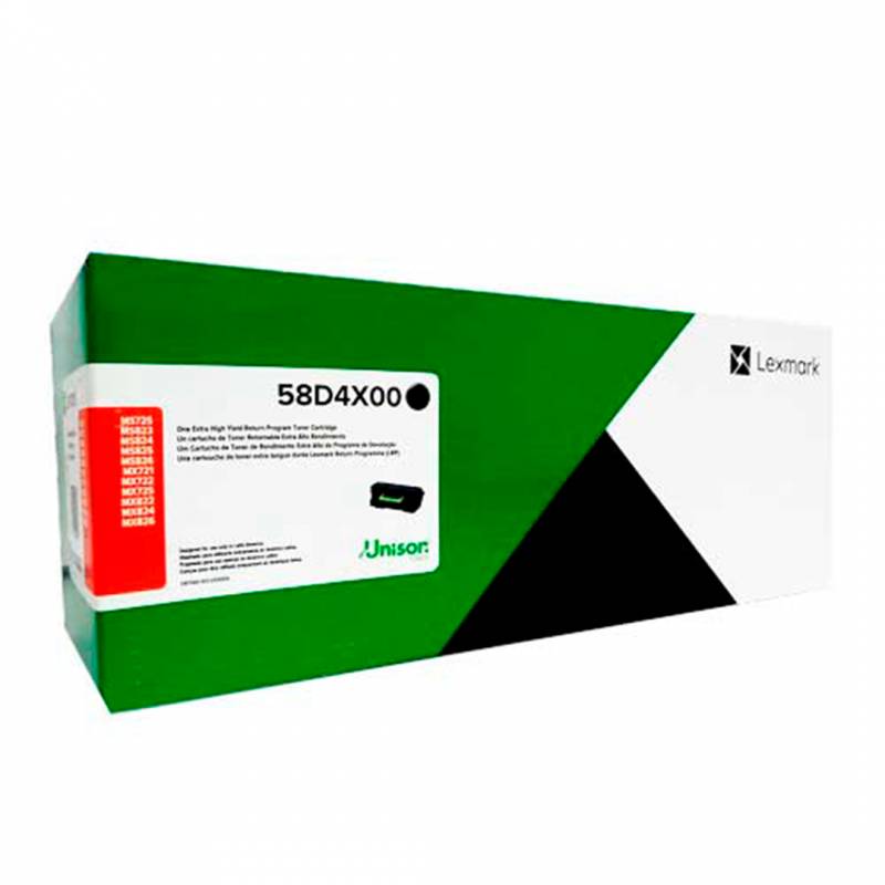 Toner Original Lexmark 58D4X00 Negro. Rendimiento 35.000 Copias.