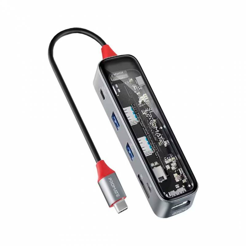 Hub Promate Transhub-Lite Hub 7 En 1 Usb-C A Usb-C/A/Hdmi/Sd.