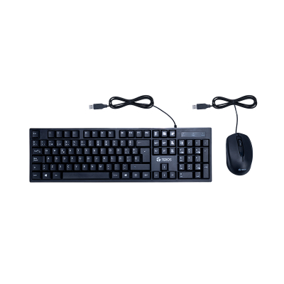 Combo Teclado Y Mouse Teros Te-5015S Usb Espaã±Ol 105 Teclas 1200 Dpi Negro