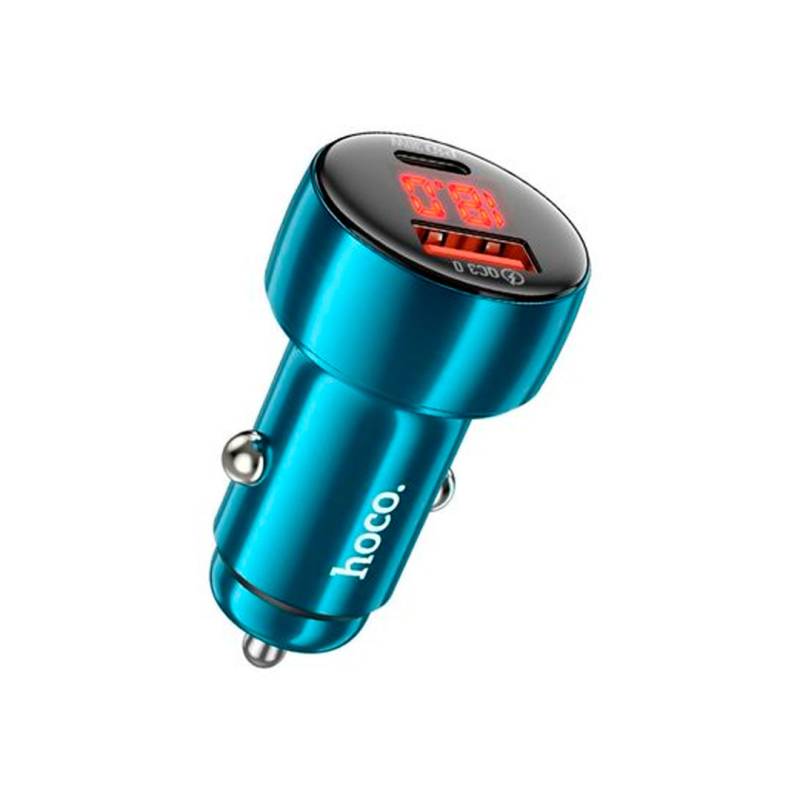 Cargador De Auto Dual Port 48W Usb-A Y Usb-C Blue Hoco Z50