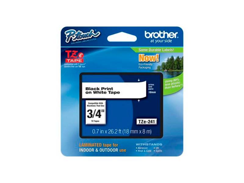 Cinta Tze241 Para Rotuladora Brother - Ancho 18Mm Y Longitud 8M Fondo Blanco Y Letras Negras.