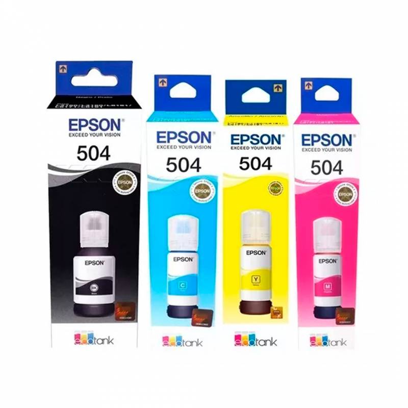 Combo Botellas De Tinta Original Epson T504 Negro / Amarillo / Cyan / Magenta (Kt012Xuy14)
