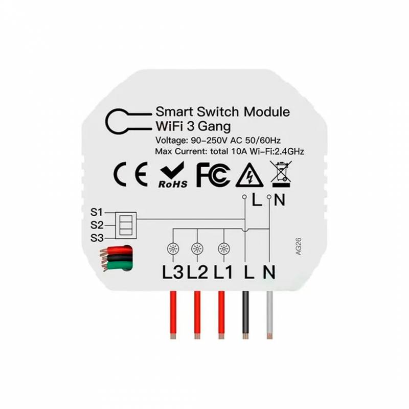 Switch Oculto 3 Botones Wifi Tuya Smart