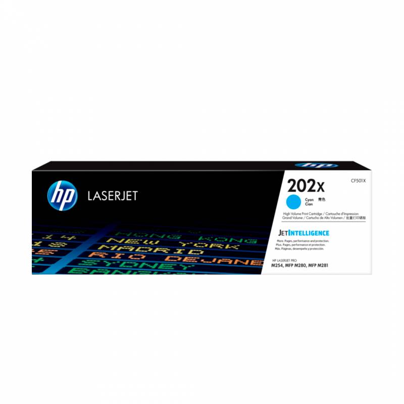 Toner Original Hp Cf501X (202X) Cyan. Rendimiento 2.500 Copias.
