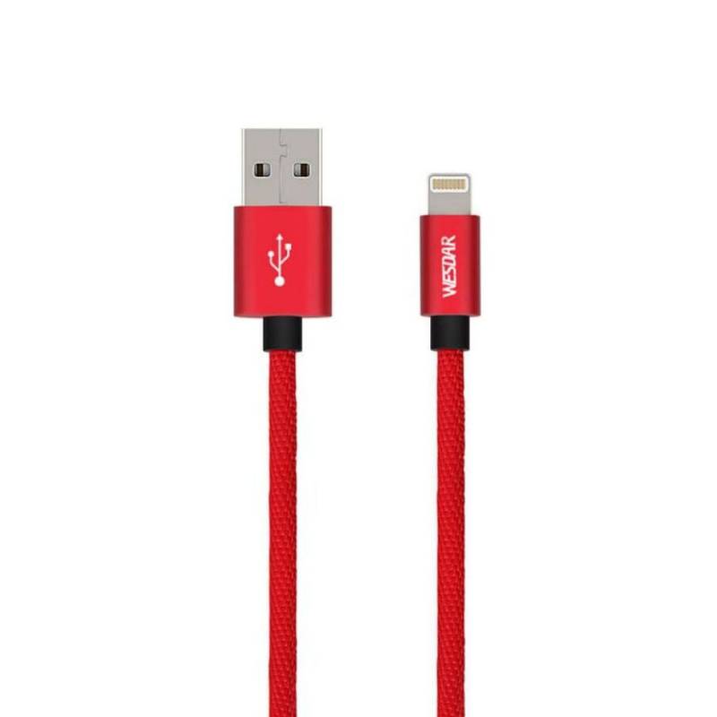 Cable Lightning T1 Red Wesdar Rojo