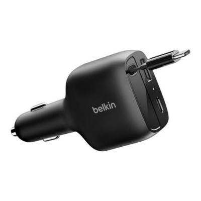Cargador De Auto Belkin Boostcharge Ccc001Fqbk 75W Usb-C Retrã¡Ctil 60W Usb-C 30W Usb-A 12W