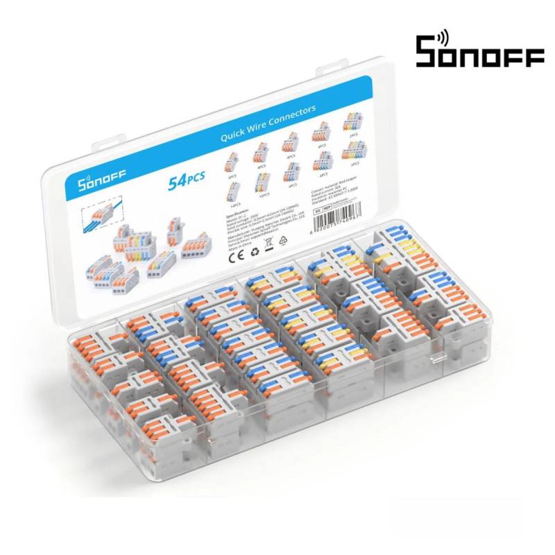 Conectores De Cable Rã¡Pido 6920075740967 Sonoff Pack 54 Piezas Gris