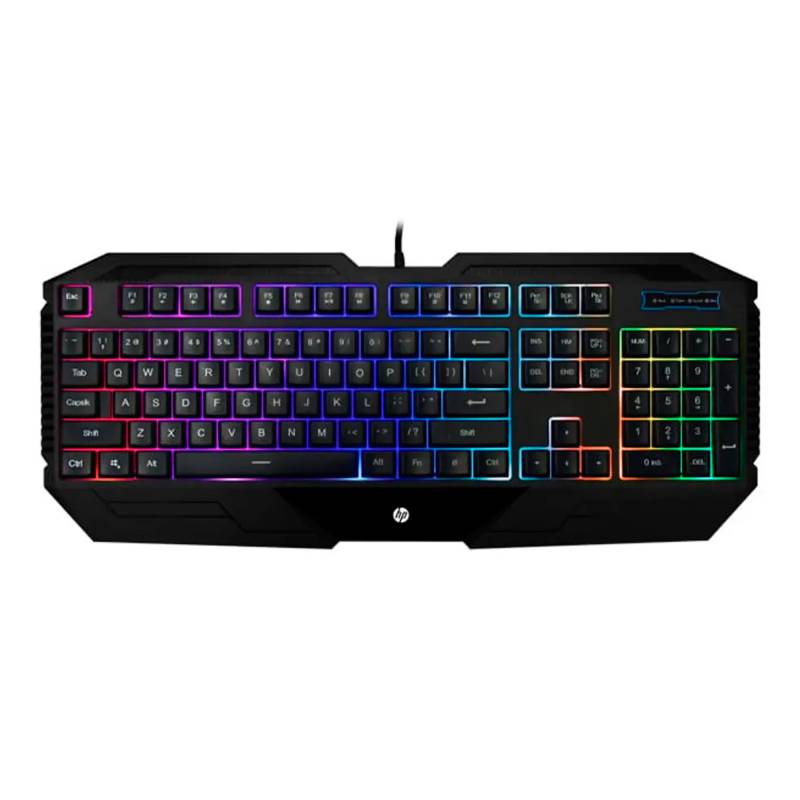 Teclado Gaming Hp K130 Usb Espaã±Ol Membrana Iluminaciã³N 4 Colores Negro