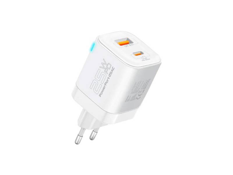 Cargador De Pared Promate Powerport-25Ac Blanco 25W Usb-C/A