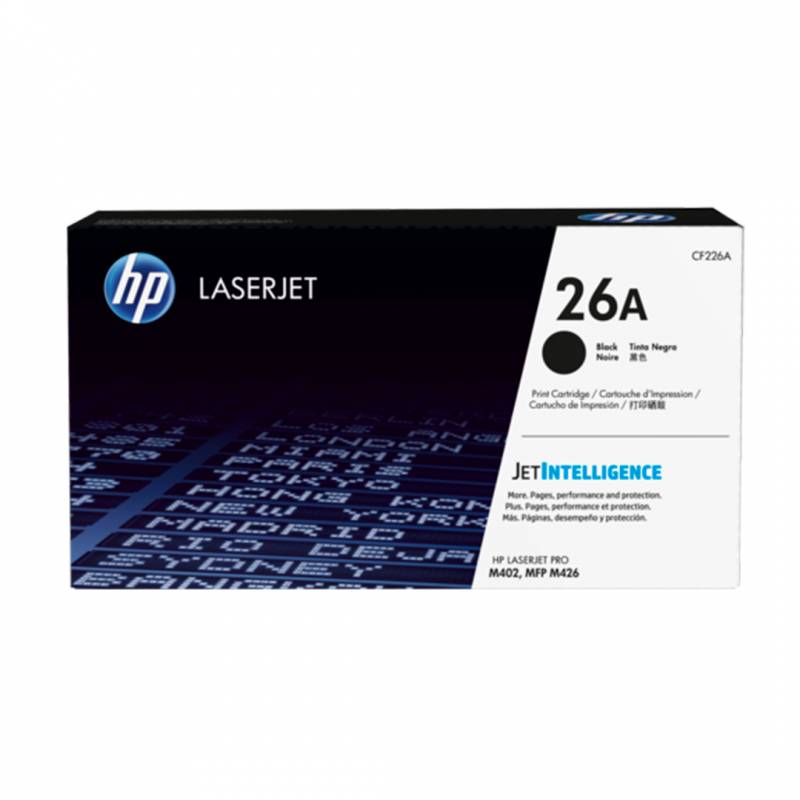 Toner Original Hp Cf226A Negro. Rendimiento 3.100 Copias.