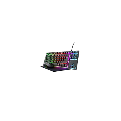 Combo Gaming Trust Gxt 794 3 En 1 Teclado Tkl + Mouse Inalã¡Mbrico + Mousepad Rgb Negro