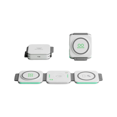 Estación De Carga Inalámbrica 3 En 1 T3-231108 Infinacore Plegable Blanco
