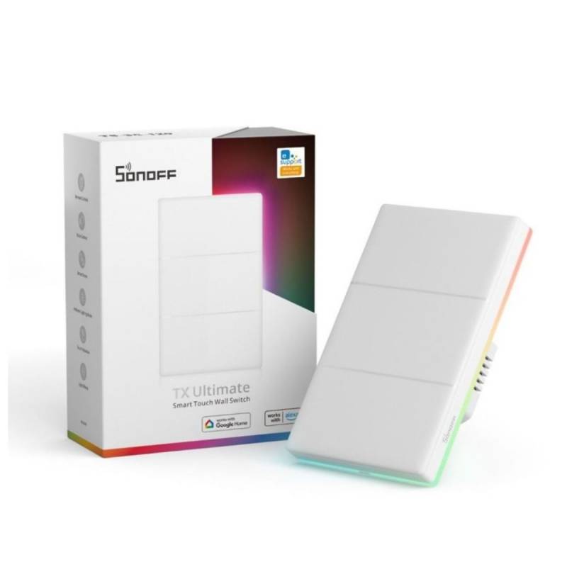 Interruptor Tã¡Ctil M5 T5-120 6920075740264 Sonoff Wifi Rgb Blanco 3 Botones