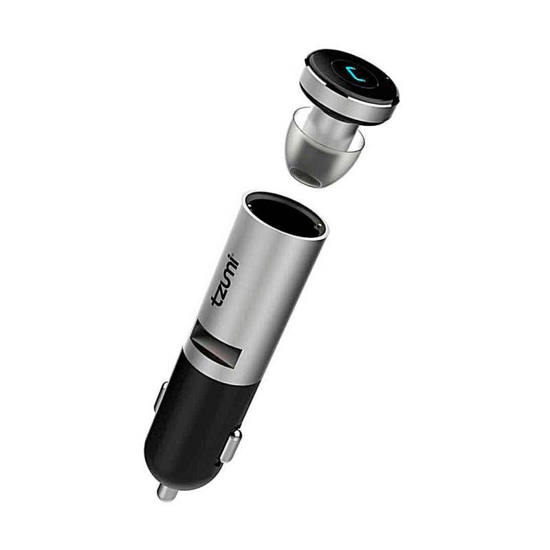 Cargador + Auriculares Bt Para Auto Tzumi Android Iphone