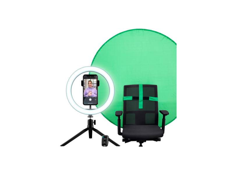 Kit De Streaming Trust Maku +  Aro De Luz + Pantalla Verde.