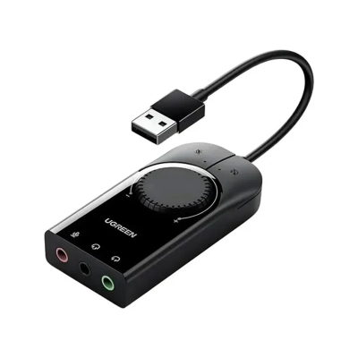 Adaptador De Sonido Cm129 40964 Ugreen Usb Externo Negro.