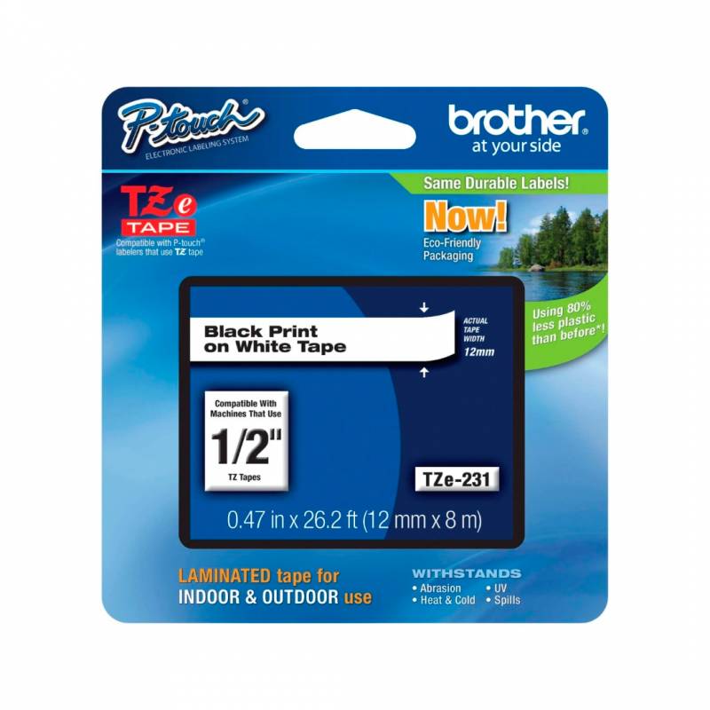 Cinta Original Brother Tze-Fx-231 P/Rotuladora Bl 1/2 - Ancho 12Mm Y Longitud 8M Flexible Fondo Blanco Y Letras Negras