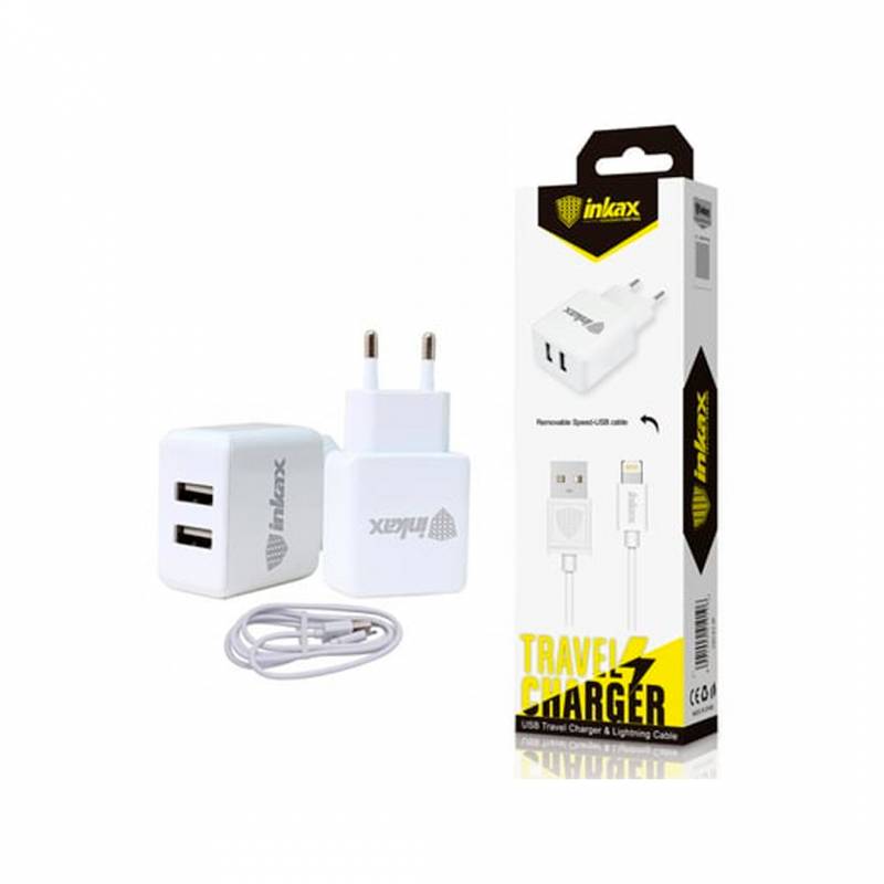 Cargador Inkax Cd-01 Dual Inkax C/Cable Iphone 2.1A - Cd-01