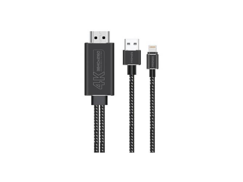 Cable Promate Medialink-Lt  Usb-A Y Lightning A Hdmi 4K