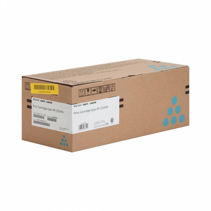 Toner Original Ricoh 407654 Cyan. Rendimiento 6.000 Copias.