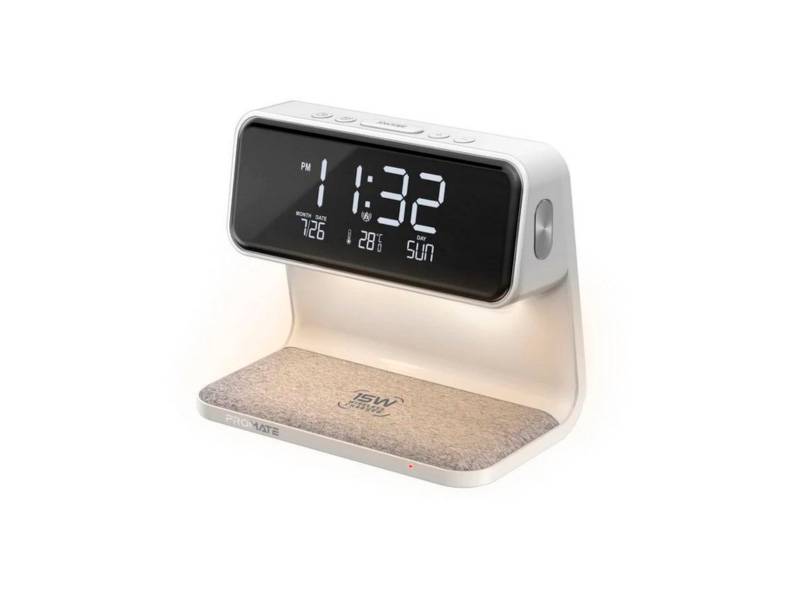 Reloj Y Despertador Con Cargador Inalambrico Promate Lumix -15W 3 En 1