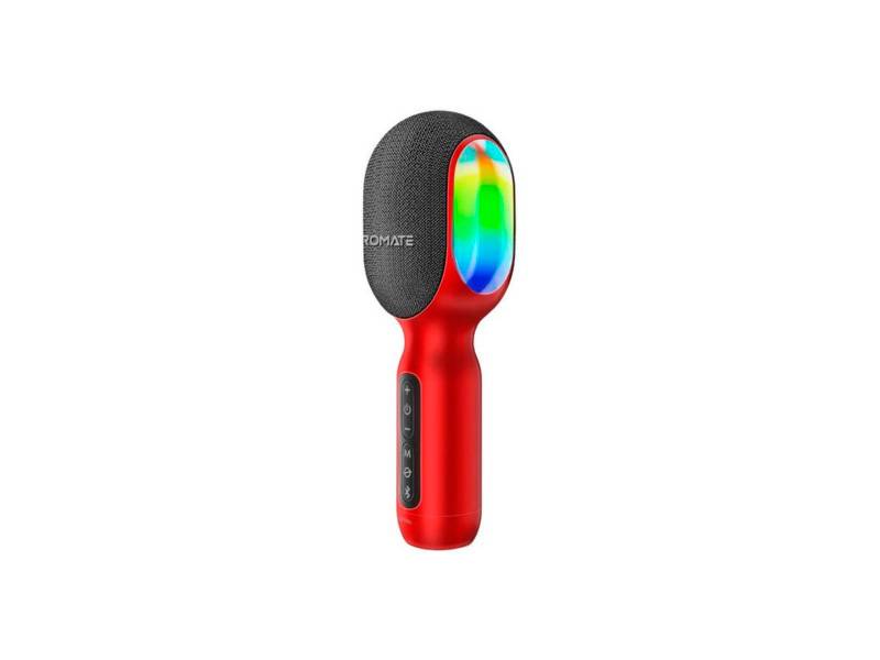Microfono Promate Vocalmic Rojo 5 En 1 Con Luces Rgb