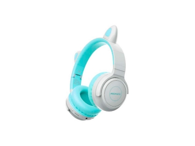 Auriculares Para Niños Promate Panda.aqa Blanco Y Celeste.
