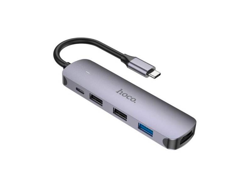 Hub Usb Hoco Hb27 Usb-C A Usb-A/Usb-C/Hdmi Metal Grey.