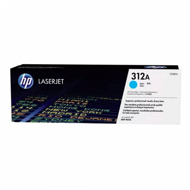 Toner Original Hp Cf381A (312A) Cyan. Rendimiento 2.700 Copias.