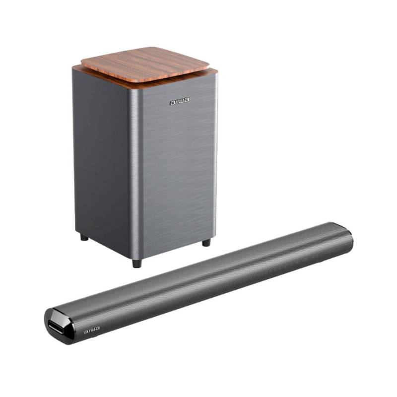 Barra De Sonido 2.1 Awsbh23Ww Aiwa Subwoofer Inalámbrico Negro