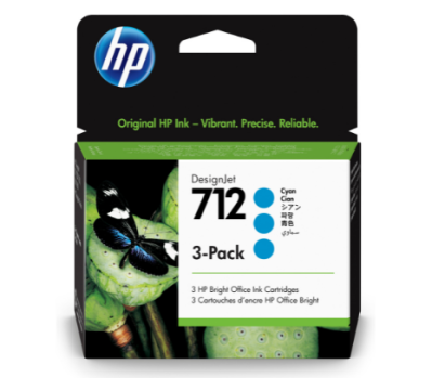Cartucho De Tinta Original Hp 712 3Ed77A Cyan Pack X3 29 Ml