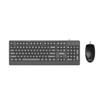 Combo Teclado Y Mouse Spt6247B85 Philips Negro Usb Cableado.