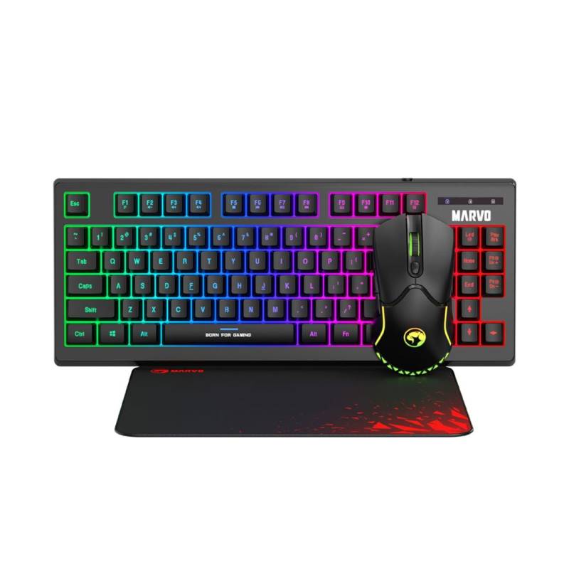 Combo Gaming Cm310-Sp Marvo Teclado Mouse Pad Negro