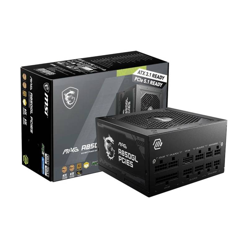 Fuente De Poder Mag A850Gl Pcie5 Msi 850W 80+ Gold
