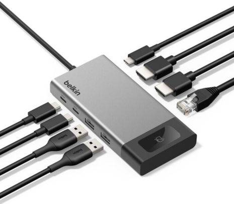 Hub Usb-C Belkin Connect Inc027Dqsgy 8 En 1 Dual Hdmi 4K 60Hz Usb 3.2 Ethernet Pd 100W