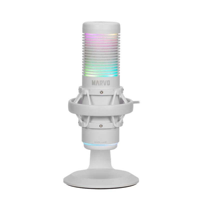 Micrã³Fono Mic-07 Mic-07Wh Marvo Usb Condensador Cardioide Blanco Rgb