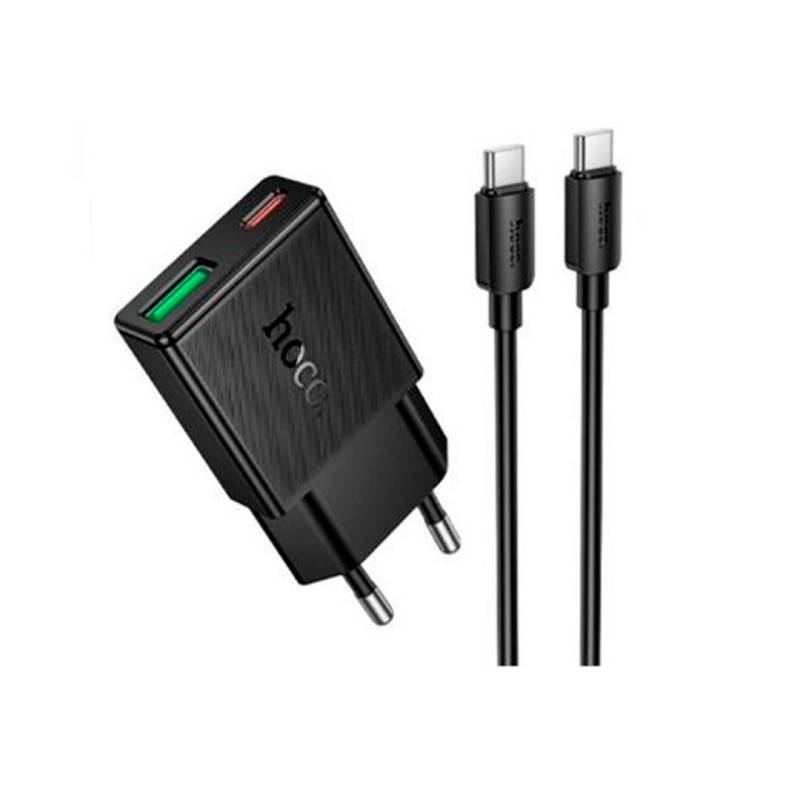 Cargador De Pared 20W (Usb-C + Usb-A) C/Cable Usb-C Black Hoco N73