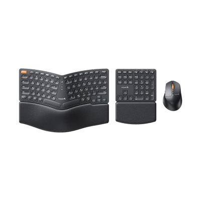Combo Mouse Y Teclado 3 En 1 Ergonómico Inalámbrico Ekm04 Protoarc Negro