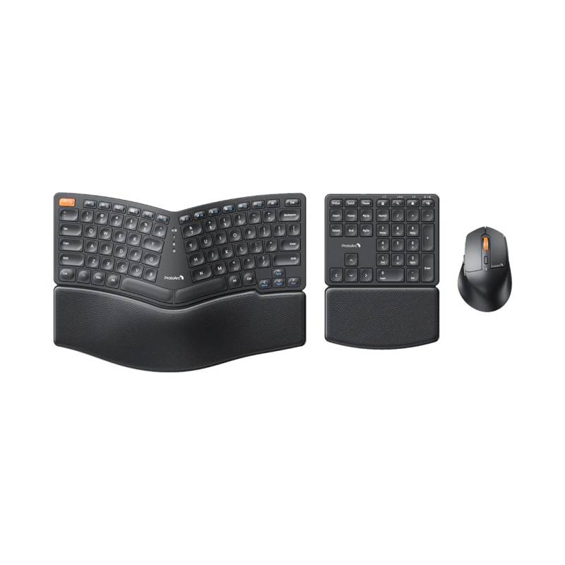 Combo Mouse Y Teclado 3 En 1 Ergonómico Inalámbrico Ekm04 Protoarc Negro