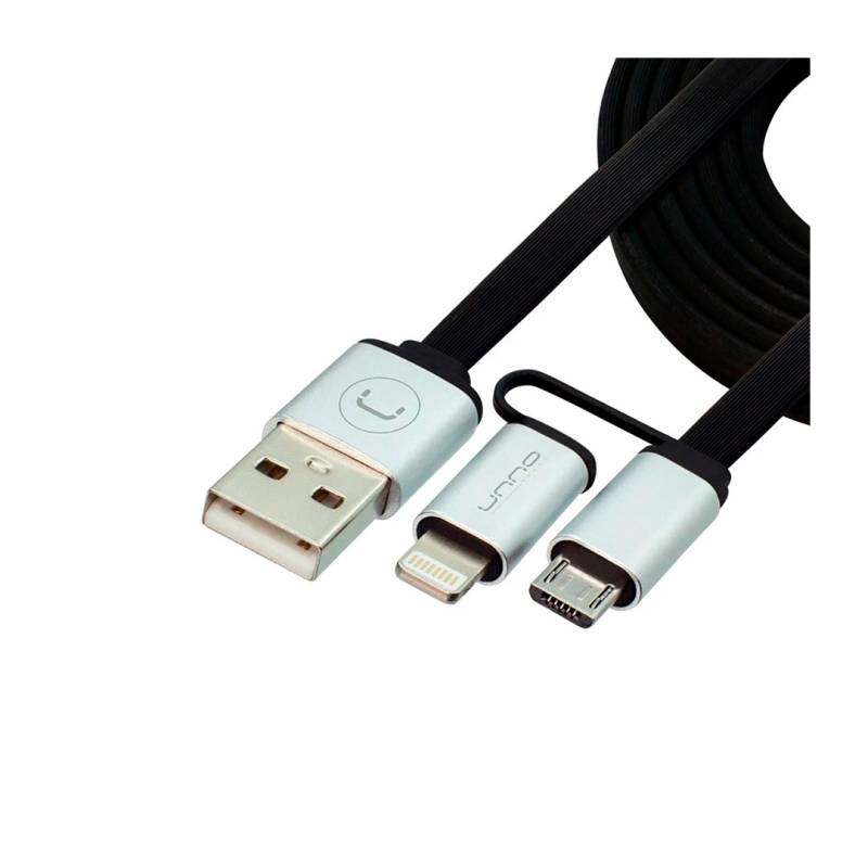 Cable 2 En 1 Lightning Y Micro Usb Unno Plano