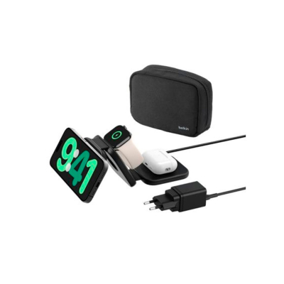 Base De Carga Inalámbrica Wiz024Vfbk Belkin 3 En 1 Qi2 15W Plegable