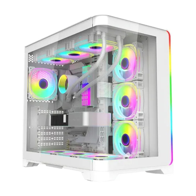 Gabinete Gamer Hsi Shot Sup-420Fw Mid Tower Atx Vidrio Templado Blanco