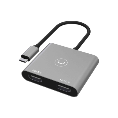 Hub 2 Puertos Hb1103Gy Unno Usb-C Dual Hdmi Gris