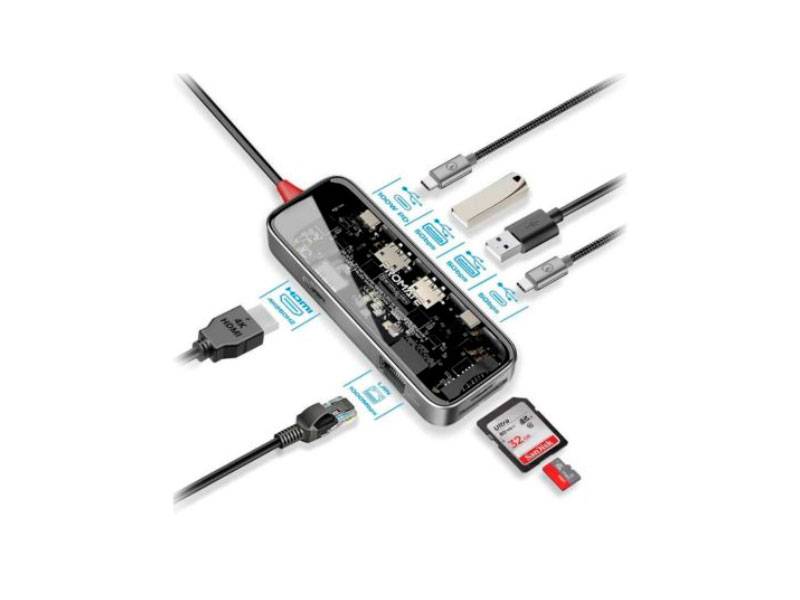 Hub Promate Transhub-Mini Hub 8 En 1 Usb-C