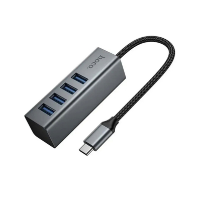 Hub Usb Hb1C 189320 Hoco 4 En 1 Usb-C A 4 Usb-A 3.0 Gris Metal